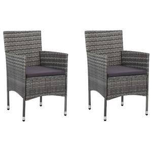 Patio Dining Chairs 2 pcs Poly Rattan Gray A949-46180