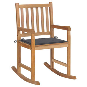 Rocking Chair with Anthracite Cushion Solid Teak Wood A949-3062757