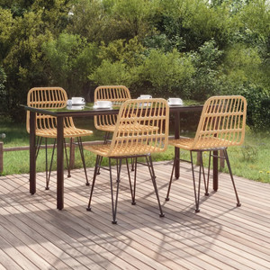 5 Piece Patio Dining Set Poly Rattan A949-3157890