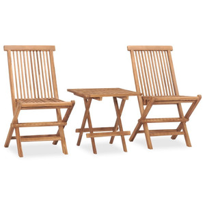 3 Piece Folding Patio Dining Set Solid Teak Wood A949-315455