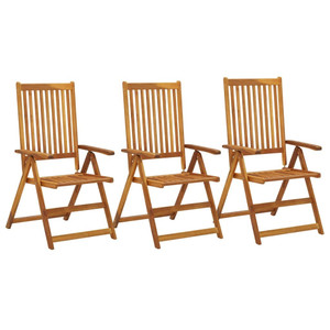 Patio Reclining Chairs 3 pcs Solid Acacia Wood A949-311847