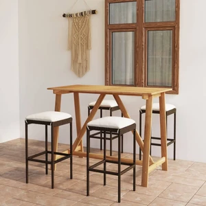 5 Piece Patio Bar Set with Cushions Brown A949-3067962