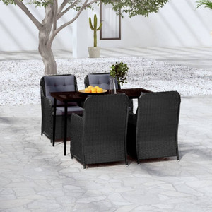 5 Piece Patio Dining Set Black A949-3099573
