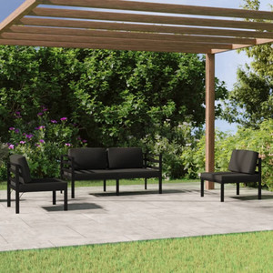 4 Piece Patio Lounge Set with Cushions Aluminum Anthracite A949-3107787