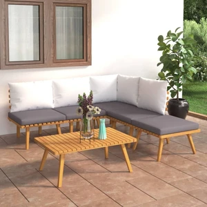 6 Piece Patio Lounge Set with Cushions Solid Acacia Wood A949-3087025