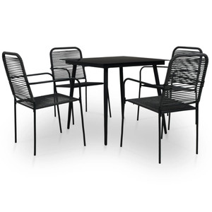 5 Piece Patio Dining Set Cotton Rope and Steel Black A949-48569