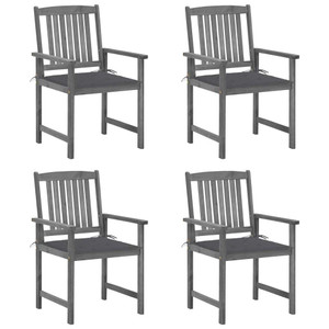 Patio Chairs with Cushions 4 pcs Gray Solid Acacia Wood A949-3061222