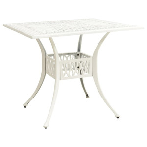 Patio Table White 35.4"x35.4"x28.7" Cast Aluminum A949-315590