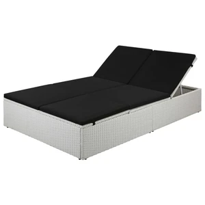 Sun Lounger with Cushion Poly Rattan Black A949-44165