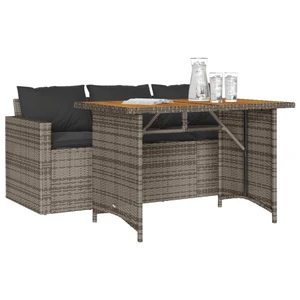2 Piece Patio Dining Set with Cushions Gray Poly Rattan A949-366337