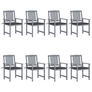 Patio Chairs with Cushions 8 pcs Solid Acacia Wood Gray A949-3078222