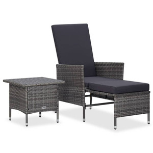 2 Piece Patio Lounge Set with Cushions Poly Rattan Gray A949-310233