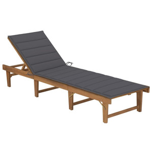 Folding Sun Lounger with Cushion Solid Acacia Wood A949-3064164