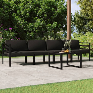 5 Piece Patio Lounge Set with Cushions Aluminum Anthracite A949-3107778