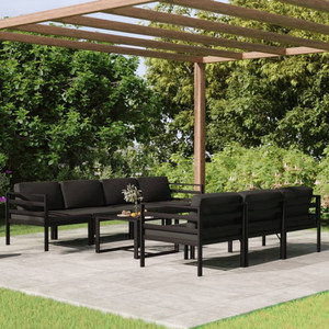 8 Piece Patio Lounge Set with Cushions Aluminum Anthracite A949-3107806