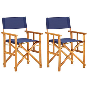 Director's Chairs 2 pcs Solid Acacia Wood Blue A949-45948