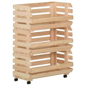 Vegetable Trolley 22.4"x11.8"x31.5" Solid Wood Pine A949-327326