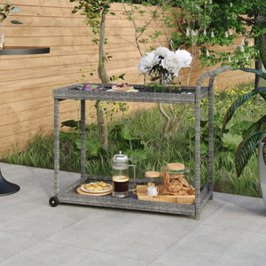 Bar Cart Gray 39.4"x17.7"x32.7" Poly Rattan A949-316667