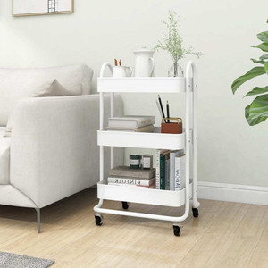 3-Tier Trolley White 16.9"x13.4"x31.1" Steel A949-335866
