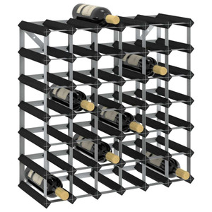 Wine Rack for 42 Bottles Black Solid Pine Wood A949-325915