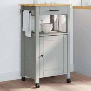 Kitchen Trolley MONZA 18.9"x15.7"x34.8" Solid Wood Pine A949-376089
