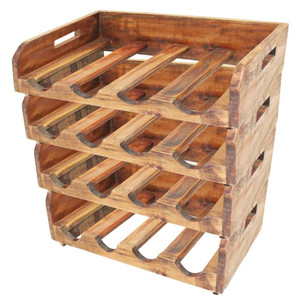 Wine Racks 4 pcs for 16 Bottles Solid Mahogany Wood A949-244491