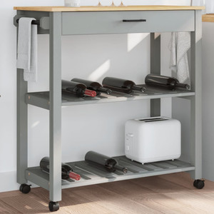 Kitchen Trolley MONZA 33.1"x15.7"x34.8" Solid Wood Pine A949-376101