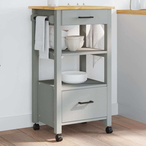 Kitchen Trolley MONZA 18.9"x15.7"x34.8" Solid Wood Pine A949-376086