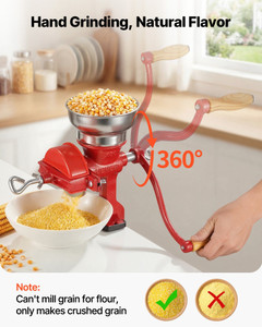  Manual Grain Mill with Low Hopper, Hand-Crank Corn Grinder, Heavy Duty Cast Iron Wheat Grinding Mi E415-SDMPSDDZTDFCSIF61001V0