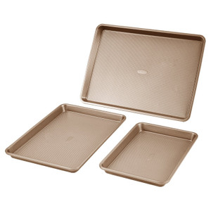Baking Pans Set, 3-Piece, Nonstick Carbon Steel Cookware Sheets & Trays, Stackable Kitchen Oven Bak E415-TGKPTZ3JJS00J7BCRV0