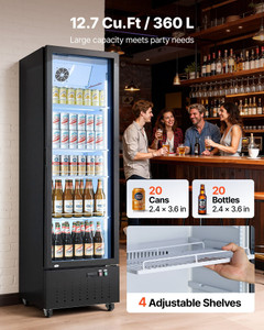 Commercial Merchandiser Refrigerator, 12.7 Cu.Ft / 360 L Glass Door Display Refrigerator, Upright B E415-LSYLZSJDMWDXYKZP9001V1