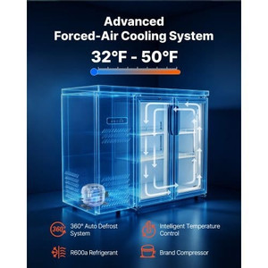 Back Bar Cooler, 11.8 Cu. Ft Counter Height Beverage Refrigerator, Commercial Display Fridge w/ 2 G E415-HBTLQQDLSSM1RMETG001V1