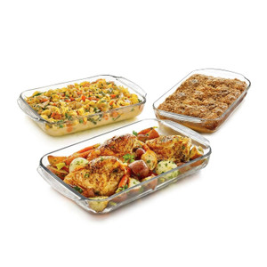 Glass 3-Piece Bakeware Oven Safe Casserole Baking Dish Set - Dishwasher Safe Q280-LBTPGCS35951972