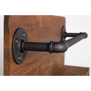 4 Bottle Rustic Farmhouse Wall Mounted Wine Rack with Glass Holder Q280-BASCO49842