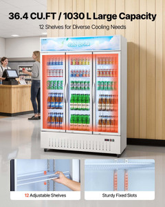 Commercial Merchandiser Refrigerator, 36.4 Cu.Ft / 1030L Upright Beverage Cooler, 3 Glass Door Disp E415-LSYLZSJSMDDX8G2UM001V1