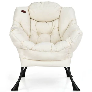 Upholstered Contemporary Cushioned Accent Chair with Side Pocket in Beige Q280-COBE1072