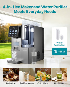 Ice Maker Water Filter Dispenser, 4-in-1 Countertop Ice Making Machine with Room Temperature, Hot & E415-SX-DGNZBJTMSLSZOHF21001V1