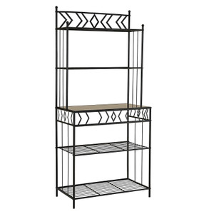 Kitchen Bakers Rack in Black Metal with Marble Finish Top Q280-FTBMGSKB1988791