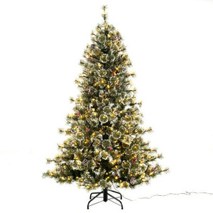 6/7.5/9 FT Artificial Christmas Tree Pre-Lit Hinged Holiday Tree with 360 Quick Power Connector-6 ft B593-CM24968US