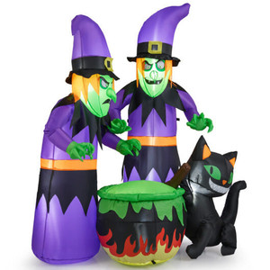 6 Ft Inflatable Halloween Witches with Cauldron & Black Cat B593-CM25249US