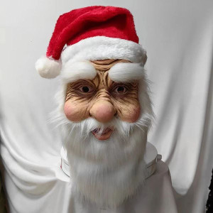 Santa Claus Mask Hat Beard Latex Soft Fun Face Party Role Playing Mask XMAS Day Costume Props Adult Y829-1322175331498709013