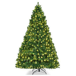 Costway 8Ft Pre-Lit Hinged PVC Christmas Tree 430 LED Lights Green B593-WalmartCM20640