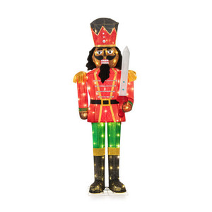 5 FT Lighted Christmas Nutcracker with Glitter Sword for Outdoor - Color: Multicolor - Size: 5 FT D681-CM25180US