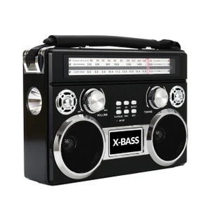 SuperSonic Retro Rechargeable 3 Band Radio With Bluetooth and Flashlight in Black D970-SC-1097BT-BLK
