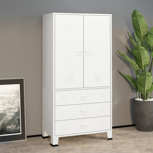  Industrial Wardrobe White 35.4"x19.7"x70.9" Metal A949-339614