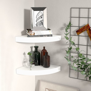  Floating Corner Shelves 2 pcs White 9.8"x9.8"x1.5" MDF A949-323896