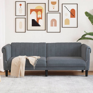  Sofa 3-Seater Dark Gray Velvet A949-372586