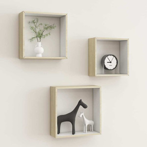  Wall Cube Shelves 3 pcs White and Sonoma Oak A949-326720