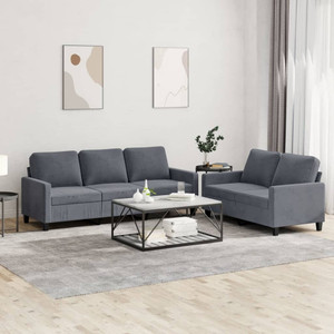 2 Piece Sofa Set with Cushions Dark Gray Velvet A949-3201517