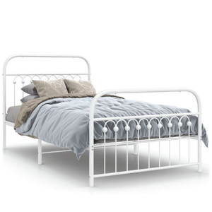  Metal Bed Frame without Mattress with Footboard White 39.4"x78.7 A949-376662